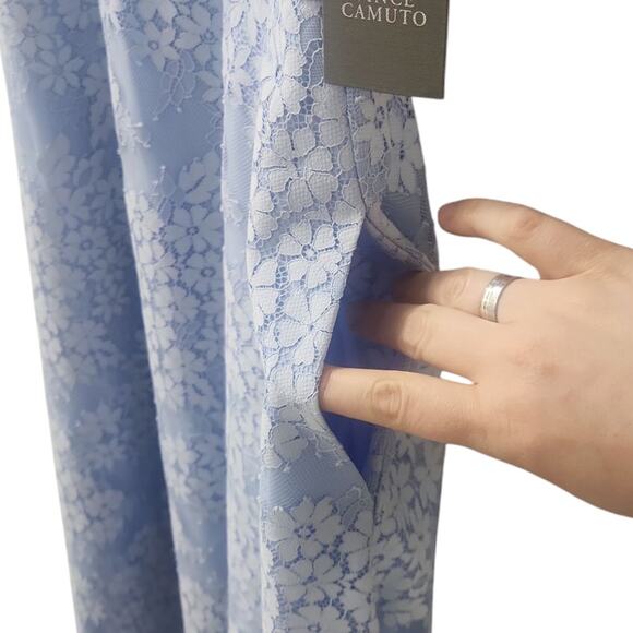 Vince Camuto Blue Lace Halter Neck Dress w/ Pockets Size 14 - Picture 8 of 14